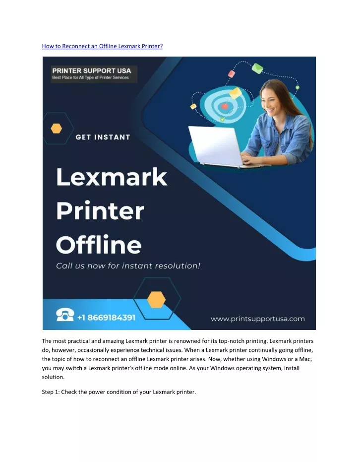 how to reconnect an offline lexmark printer