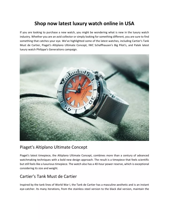 shop now latest luxury watch online in usa
