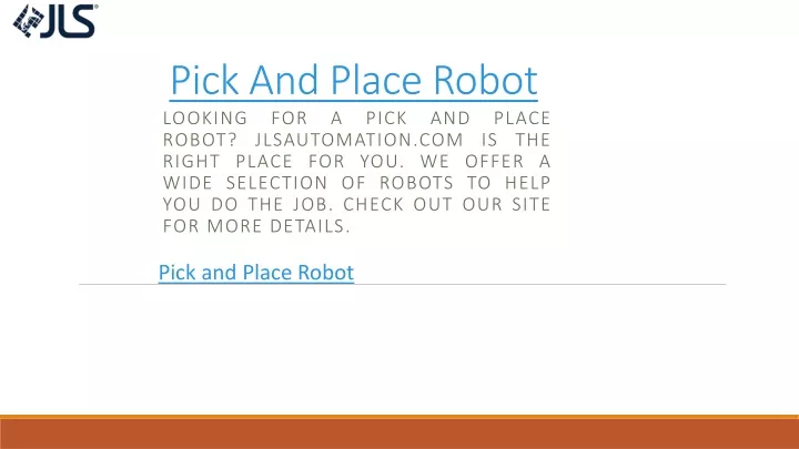 pick and place robot