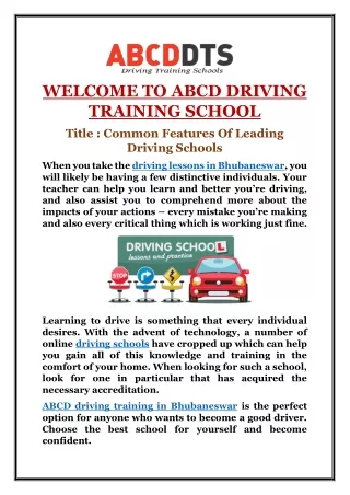 Common Features Of Leading Driving Schools