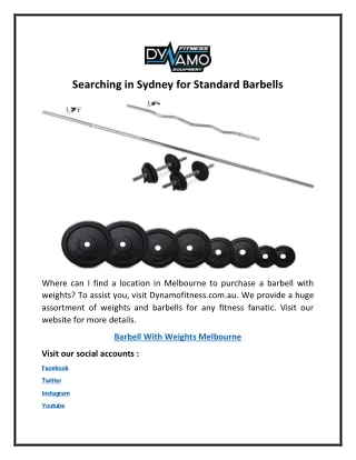 searching in sydney for standard barbells