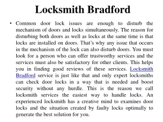 Locksmith Bradford