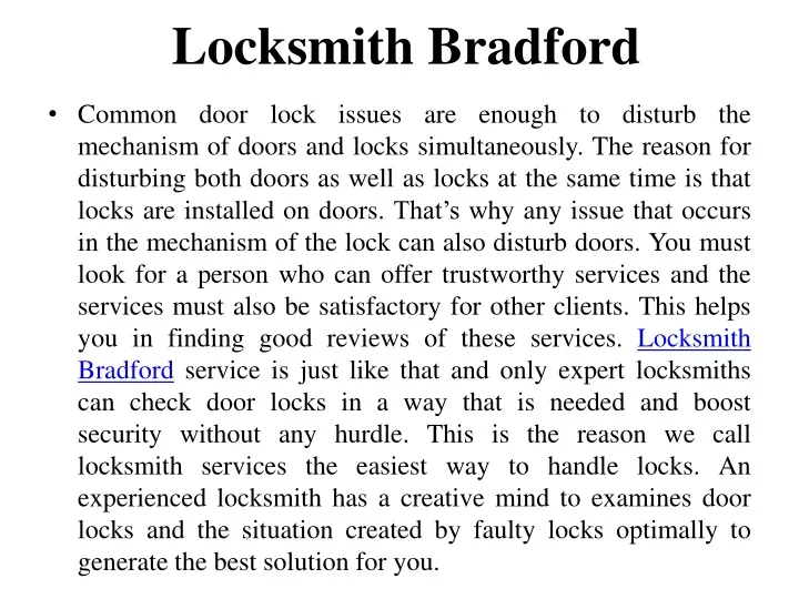 locksmith bradford