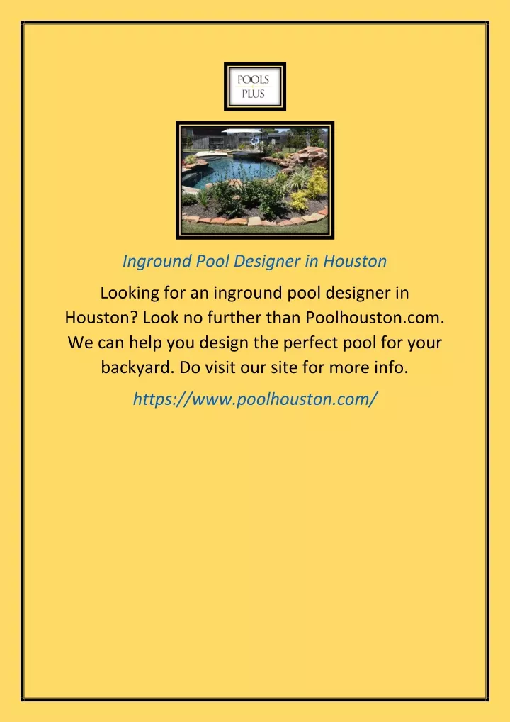 inground pool designer in houston