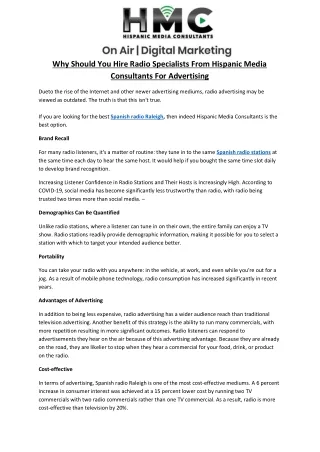 Why Should You Hire Radio Specialists From Hispanic Media Consultants For Advertising
