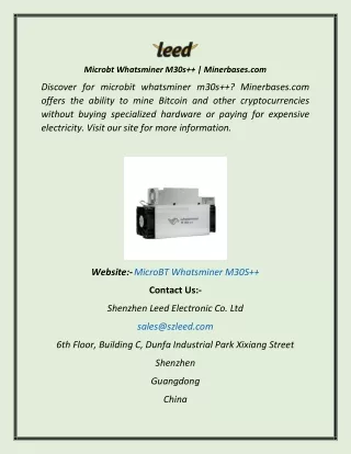 Microbt Whatsminer M30s    Minerbases