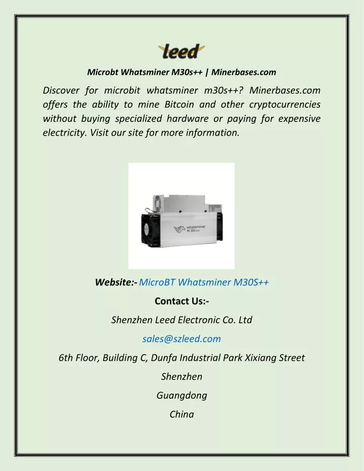 microbt whatsminer m30s minerbases com