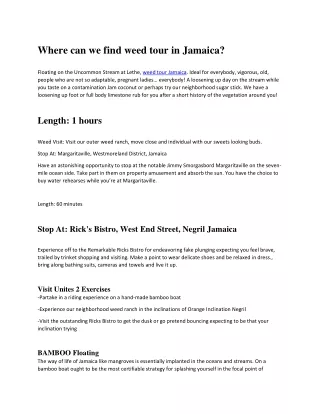 where can we find weed tour in jamaica