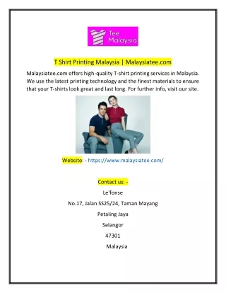 T Shirt Printing Malaysia  Malaysiateecom
