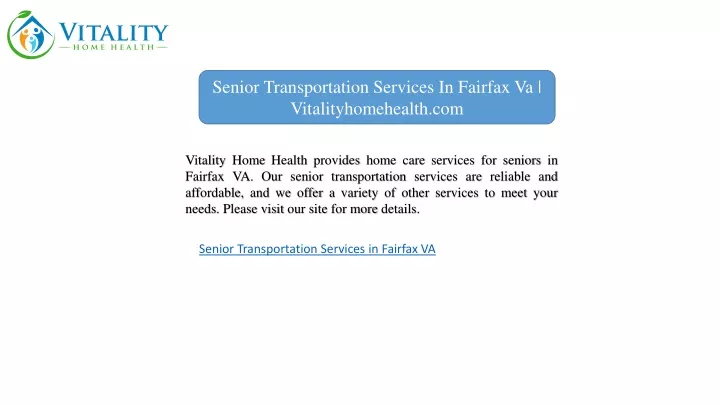 senior transportation services in fairfax