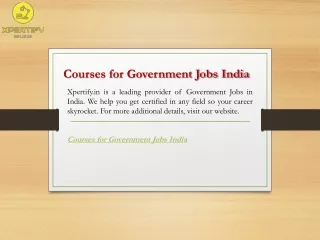 Courses for Government Jobs India  Xpertify.in