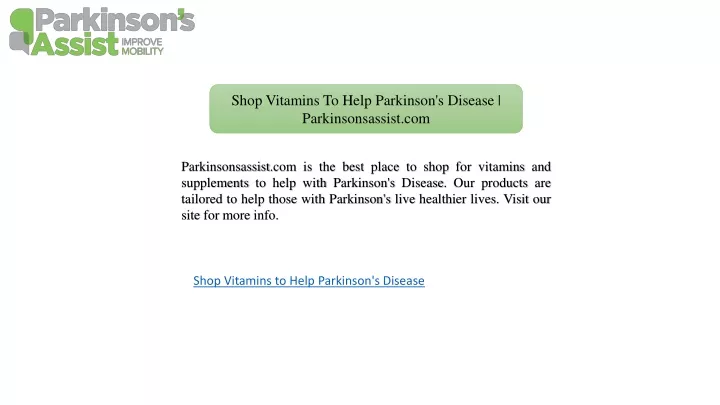 shop vitamins to help parkinson s disease