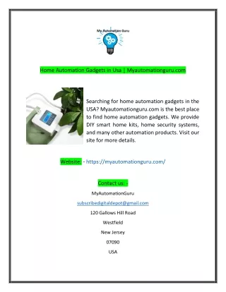 Home Automation Gadgets in Usa  Myautomationgurucom