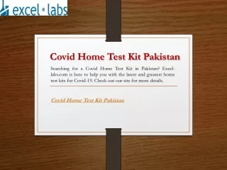Covid Home Test Kit Pakistan  Excel-labs.com