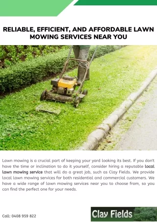 Reliable, Efficient, And Affordable Lawn Mowing Services Near You