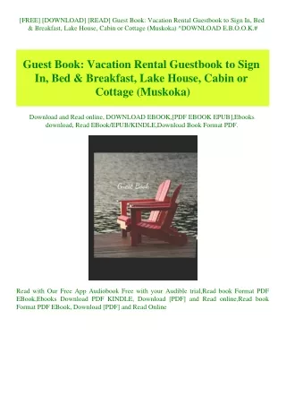 [FREE] [DOWNLOAD] [READ] Guest Book Vacation Rental Guestbook to Sign In  Bed & Breakfast  Lake Hous
