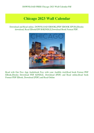 DOWNLOAD FREE Chicago 2023 Wall Calendar Pdf