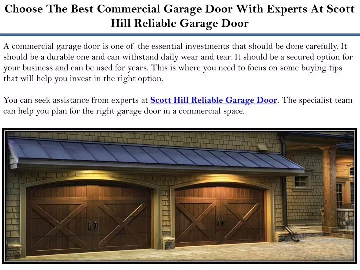 choose the best commercial garage door with