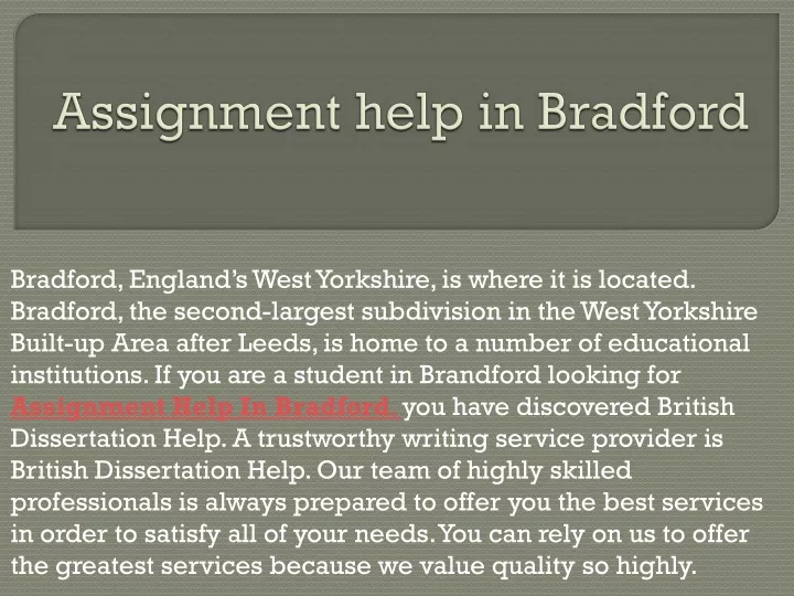 assignment help in bradford