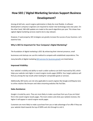 how seo digital marketing services support