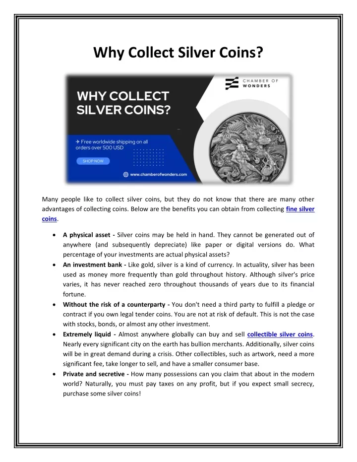 why collect silver coins