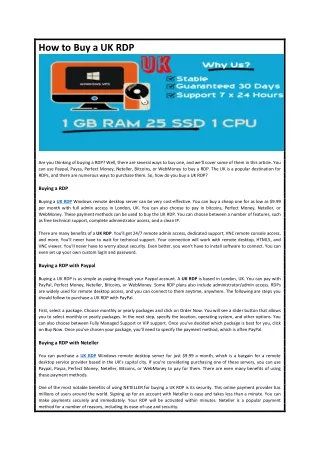 How to Buy a UK RDP