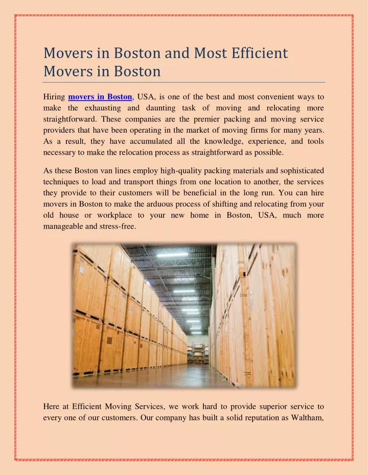 movers in boston and most efficient movers