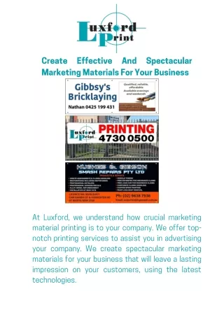 Create effective and spectacular marketing materials for your business