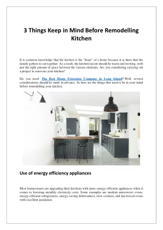 3 Things Keep in Mind Before Remodelling Kitchen
