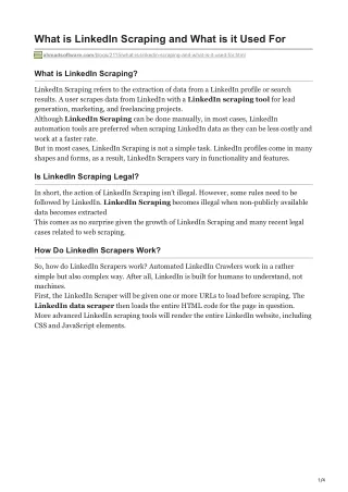 what is linkedin scraping and what is it used for