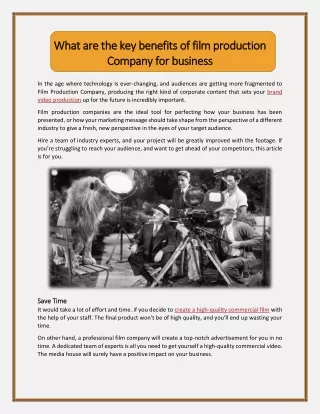 What are the key benefits of  film production Company for business