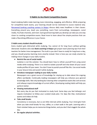 5 Habits to Ace Bank Competitive Exams | COCO