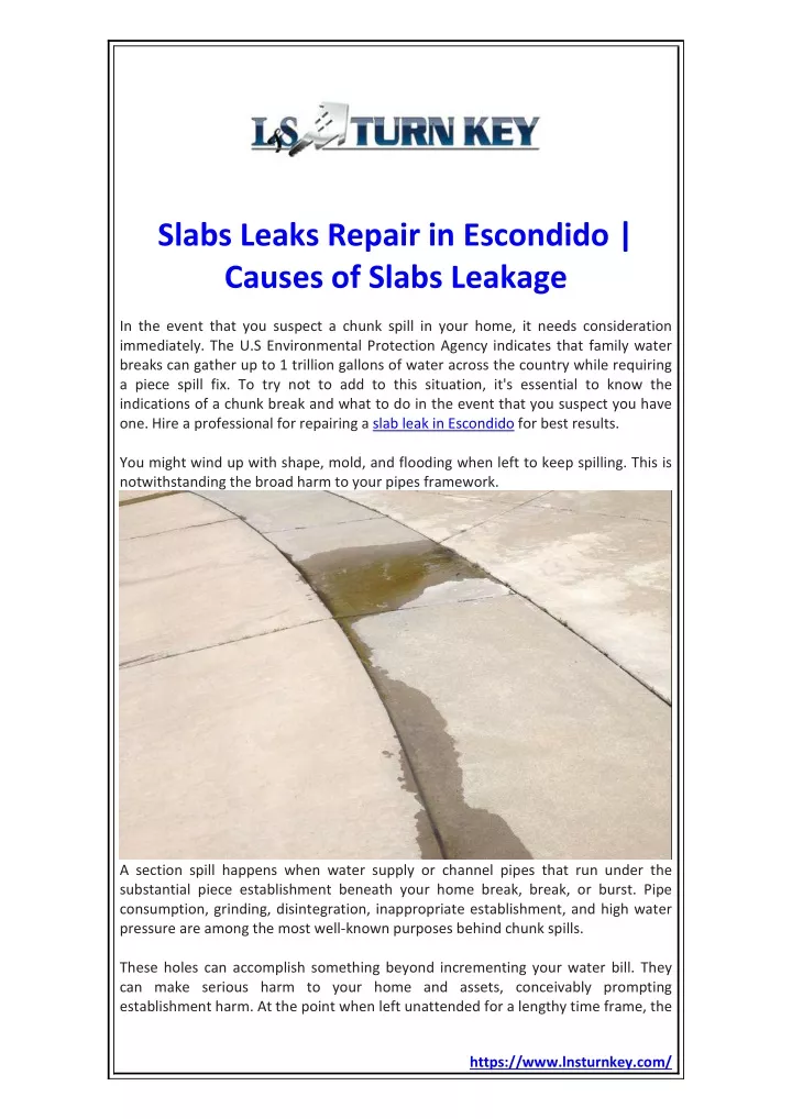 slabs leaks repair in escondido causes of slabs