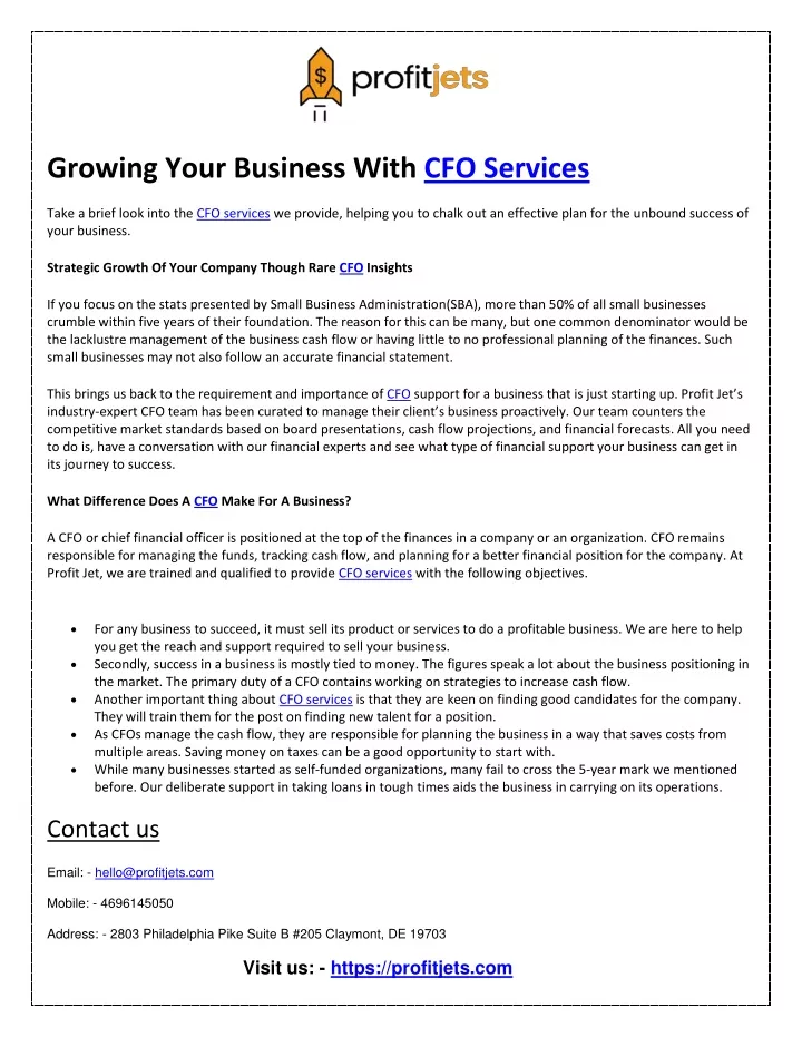 growing your business with cfo services take