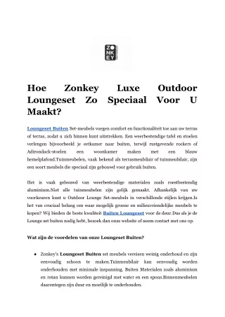 Hoe Zonkey Luxe Outdoor Loungeset Zo Speciaal Voor U Maakt?