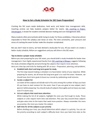How to Set a Study Schedule for SSC Exam Preparation? | COCO