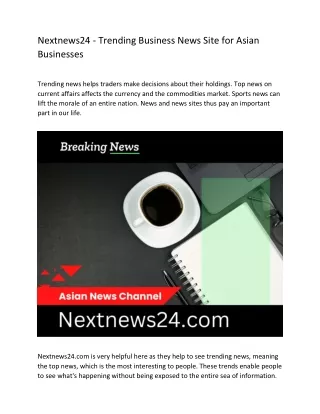 Nextnews24 - Trending Business News Site for Asian Businesses