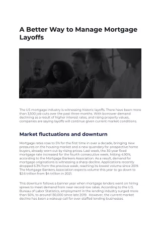 a better way to manage mortgage layoffs