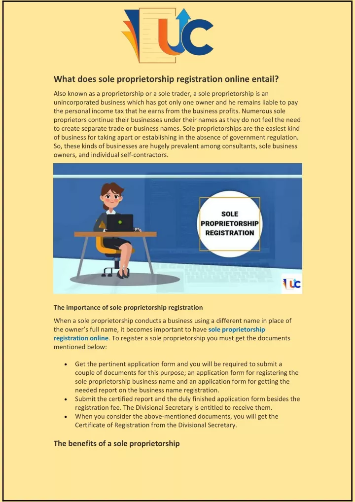 what does sole proprietorship registration online