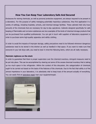 How You Can Keep Your Laboratory Safe And Secured