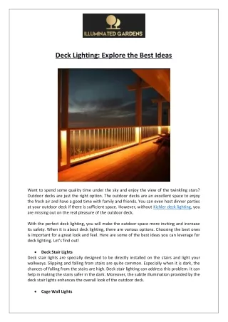 Kichler Deck Lighting | Top 5 Outdoor Deck Lighting Ideas | Illuminated Gardens