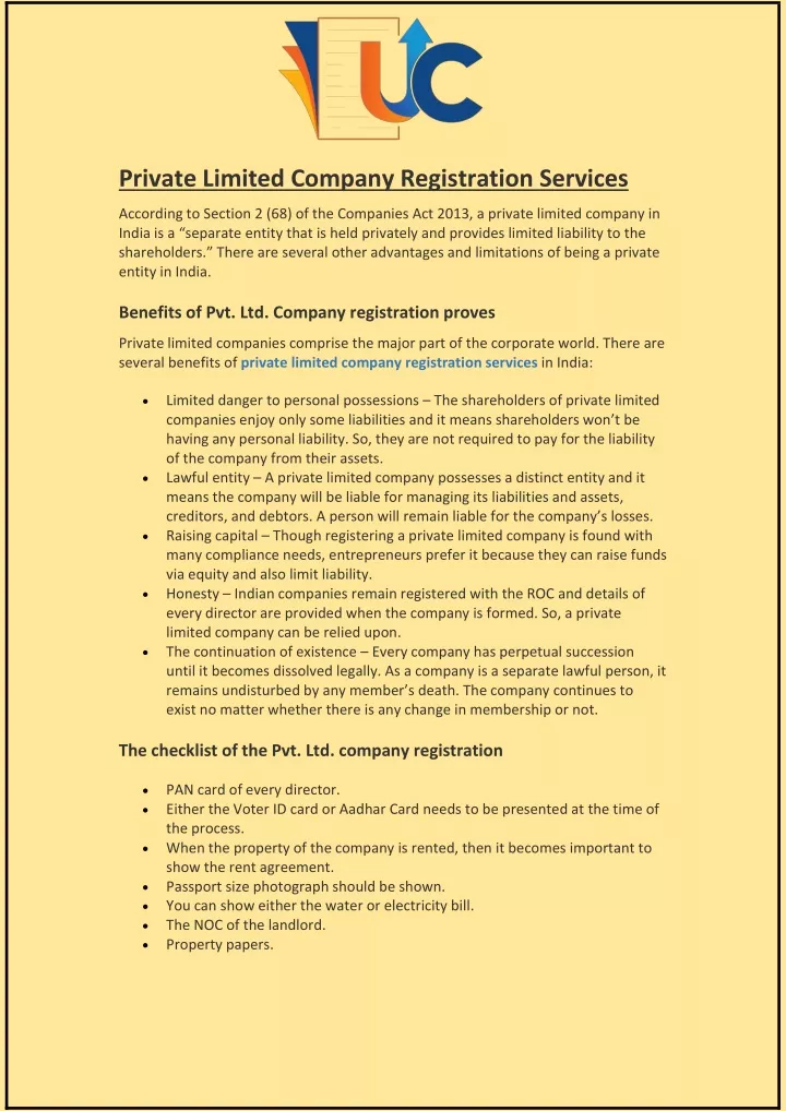 private limited company registration services