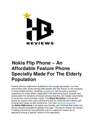 Nokia Flip Phone  An Affordable Feature Phone Specially Made For The Elderly Population