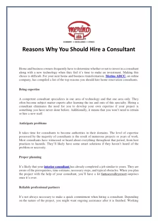 reasons why you should hire a consultant
