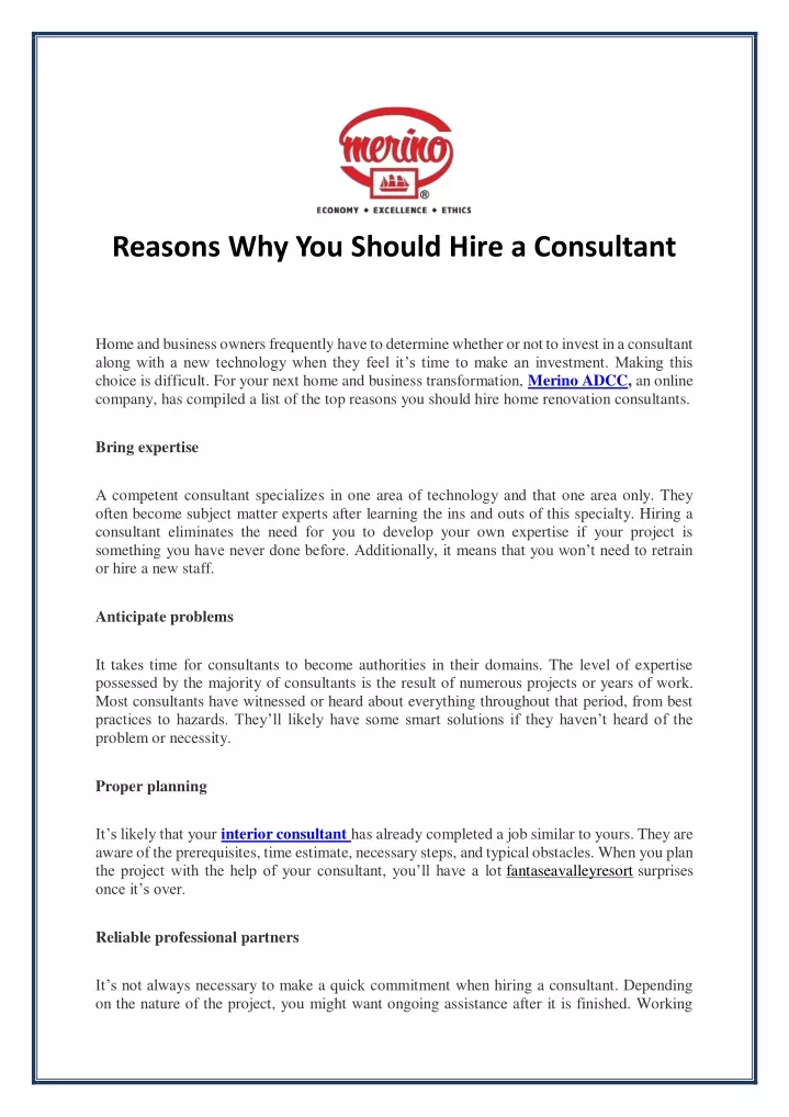 reasons why you should hire a consultant