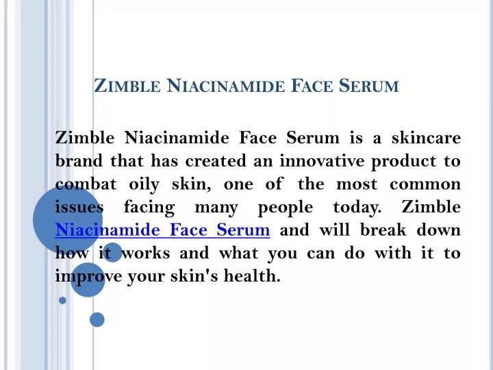 zimble niacinamide face serum