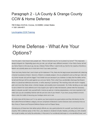 Paragraph 2 - LA County & Orange County CCW & Home Defense