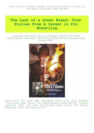 (B.O.O.K.$ The Last of a Great Breed True Stories From A Career in Pro Wrestling Ebook READ ONLINE