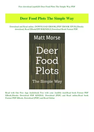 Free download [epub]$$ Deer Food Plots The Simple Way PDF