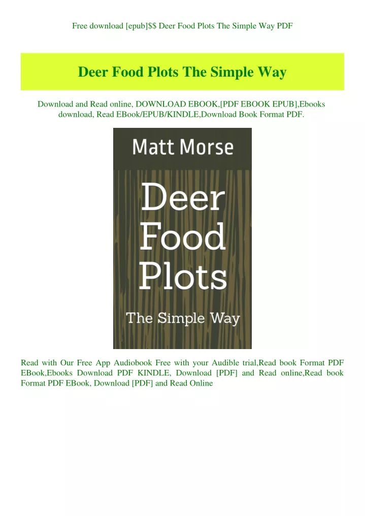 free download epub deer food plots the simple